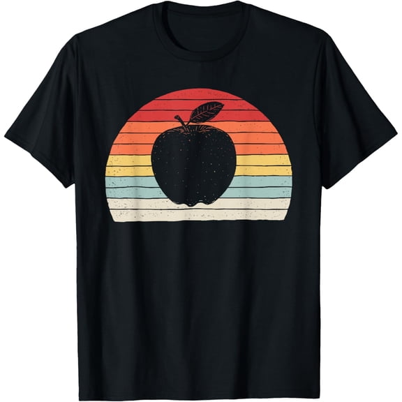 Retro Apple Vintage Sunset Striped Apple Design T Shirt Unisex Tee