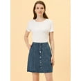thumbnail image 2 of DARING DIVA Women's A-line Button Front Denim Short Skirt XS Dark Blue, 2 of 6