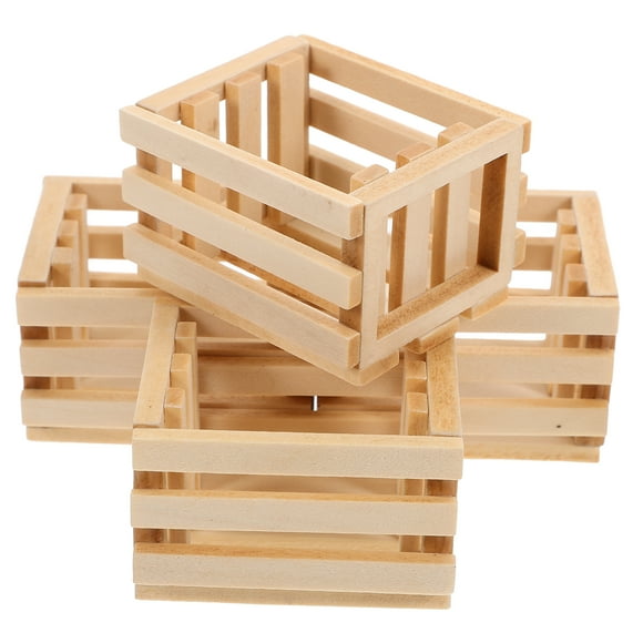 Shisuyan Wood Miniature Dollhouse Decor Beige 4Pcs 2.0In X 1.7In X 1.3In