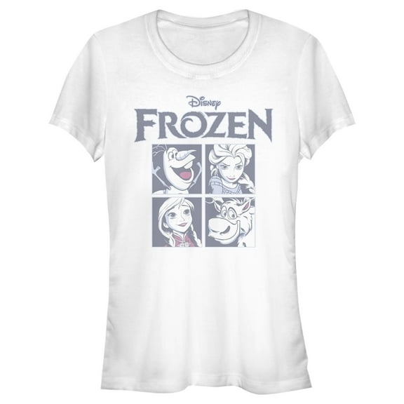 Junior's Frozen Character Squares Graphic Tee White Large