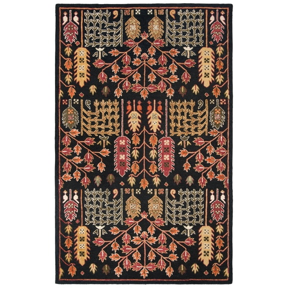SAFAVIEH Aspen Wilhelmina Floral Wool Area Rug, Black/Red, 3' x 5'