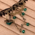 thumbnail image 4 of Pulsera con dijes de joyería ajustable para mujer, pulsera con forma de rama de rosa verde Noble, pulseras de encaje negro de Metal y cristal con anillo, 4 of 5