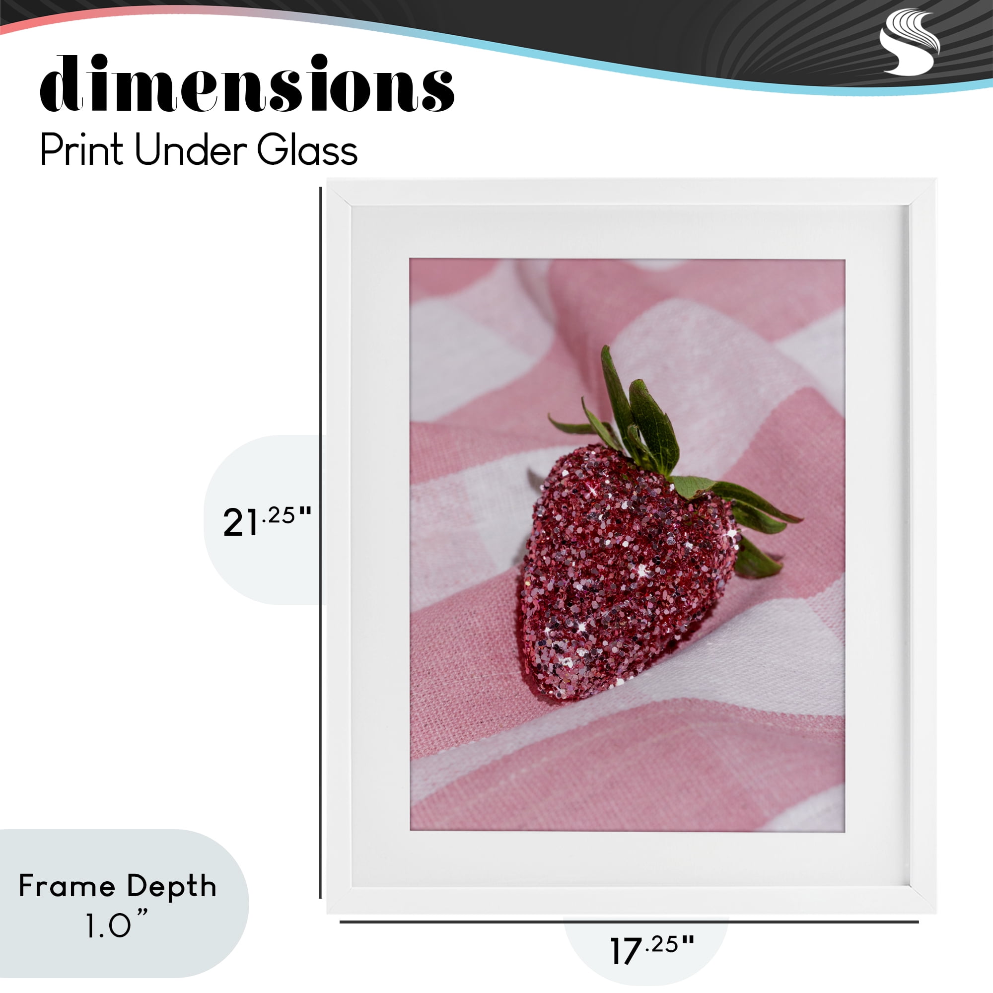 Stupell Industries Glimmer Strawberry on Pink White Framed Print Under Glass, design by LISH Creative