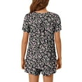 thumbnail image 4 of Qepwscx Women's Pajamas Sets Soft 2 Piece Summer Crew Neck Short Sleeve Sleepwear Pjs + Elastic Waist Short Lightweight Floral Print Tops PJs Graphic Pajama Sets Going Out Outfits Lounge, 4 of 6