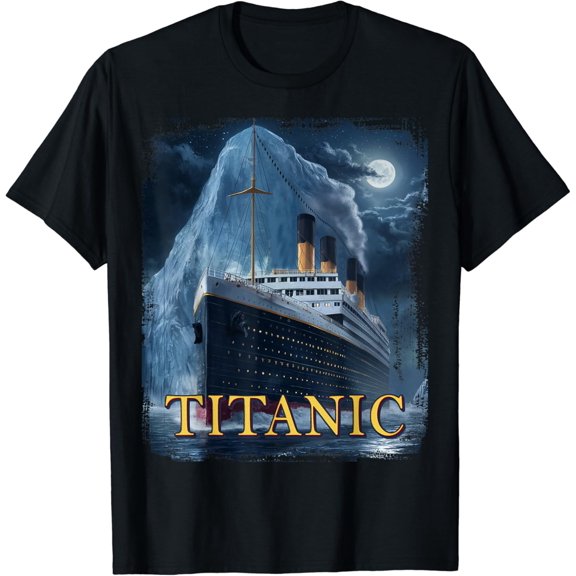 Titanic Cruise Ship Graphic Hit Iceberg April 15Th 1912 T-Shirt BLACK Unisex S-5XL Hot Trending Shirt, Vintage Birthday Gift