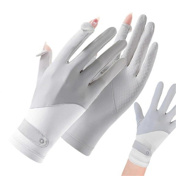 Silk Gloves - Splicing Ice Silk Sun Protection GlovesGrey