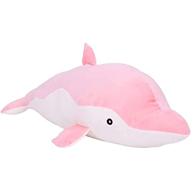 Peluche de delfín, juguete de peluche, suave y encantador, almohada para abrazar, muñecos de peluche para niños y niñas, cojín para dormir, regalo para decoración de habitación (rosa)