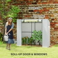 thumbnail image 6 of Outsunny 6.6' x 2.5' x 5.6' Lean-to Small Greenhouse for Outdoors with UV-resistant PE Cover, Walk-in Portable Greenhouse with Roll-up Door, White, 6 of 10