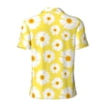 thumbnail image 3 of Vsdgher Daisies Flowers Print Men's Short Sleeve Stretch Polo Shirt, Moisture-Wicking Performance Polo Shirt, 3 of 8