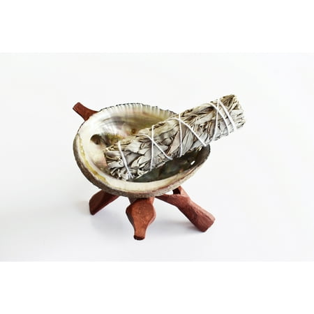 Smudging Ceremony Travel Kit: Polished Abalone Shell + Wooden Tripod Stand + White Sage (The Best Travel Tripod)