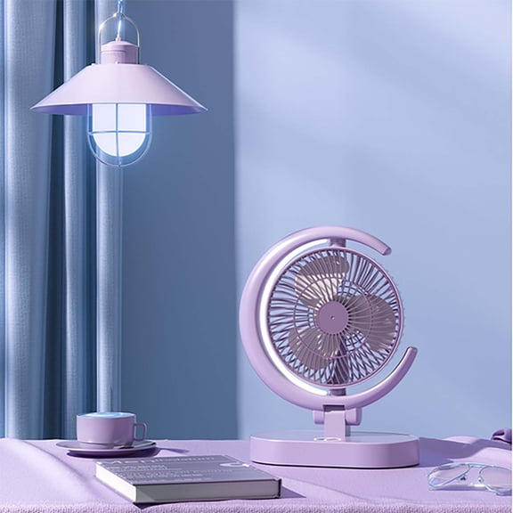HOZVOMI Portable USB Charging Fan with Light Foldable Desk Fan 3 Speed Adjustable Quiet Operation Night Light for Home Office Travel