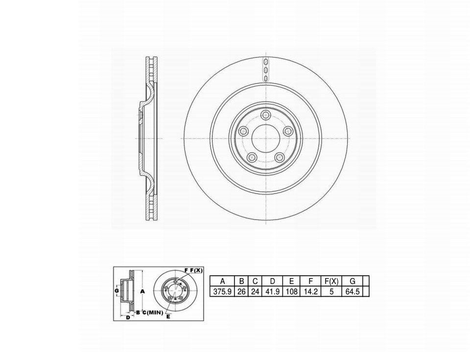 UltraHC Coated High Carbon Brake Rotor, Rear UR004454, Jaguar XF 2015-2010