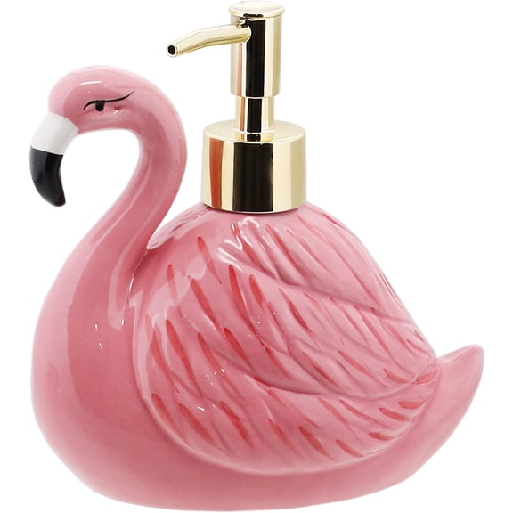 Servette Home Durable Pink Flamingo Soap Dispenser with Pump for Bathroom or Kitchen Sink