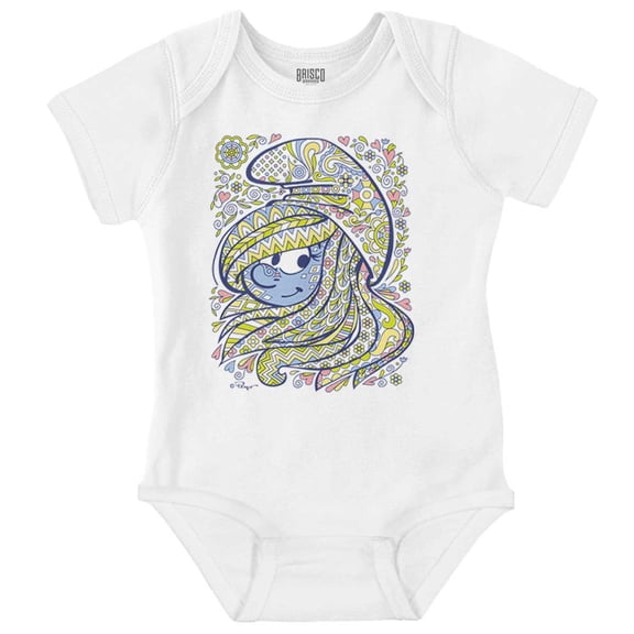 Smurfette Cartoon Floral Paisley Bodysuit Jumper Girls Infant Baby Brisco Brands NB