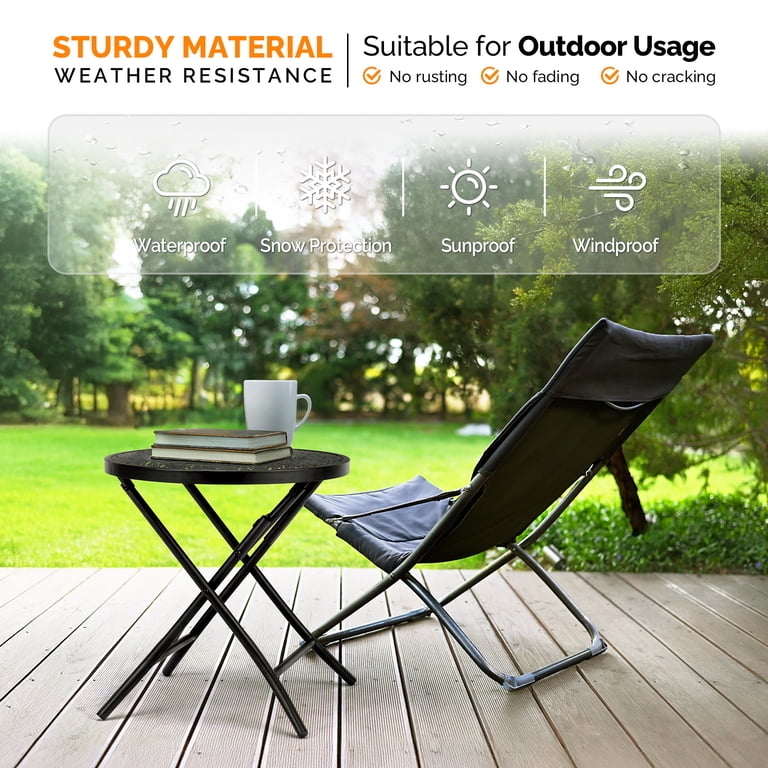 AsterOutdoor Folding Patio Side Table 18-Inch, Black photo 8