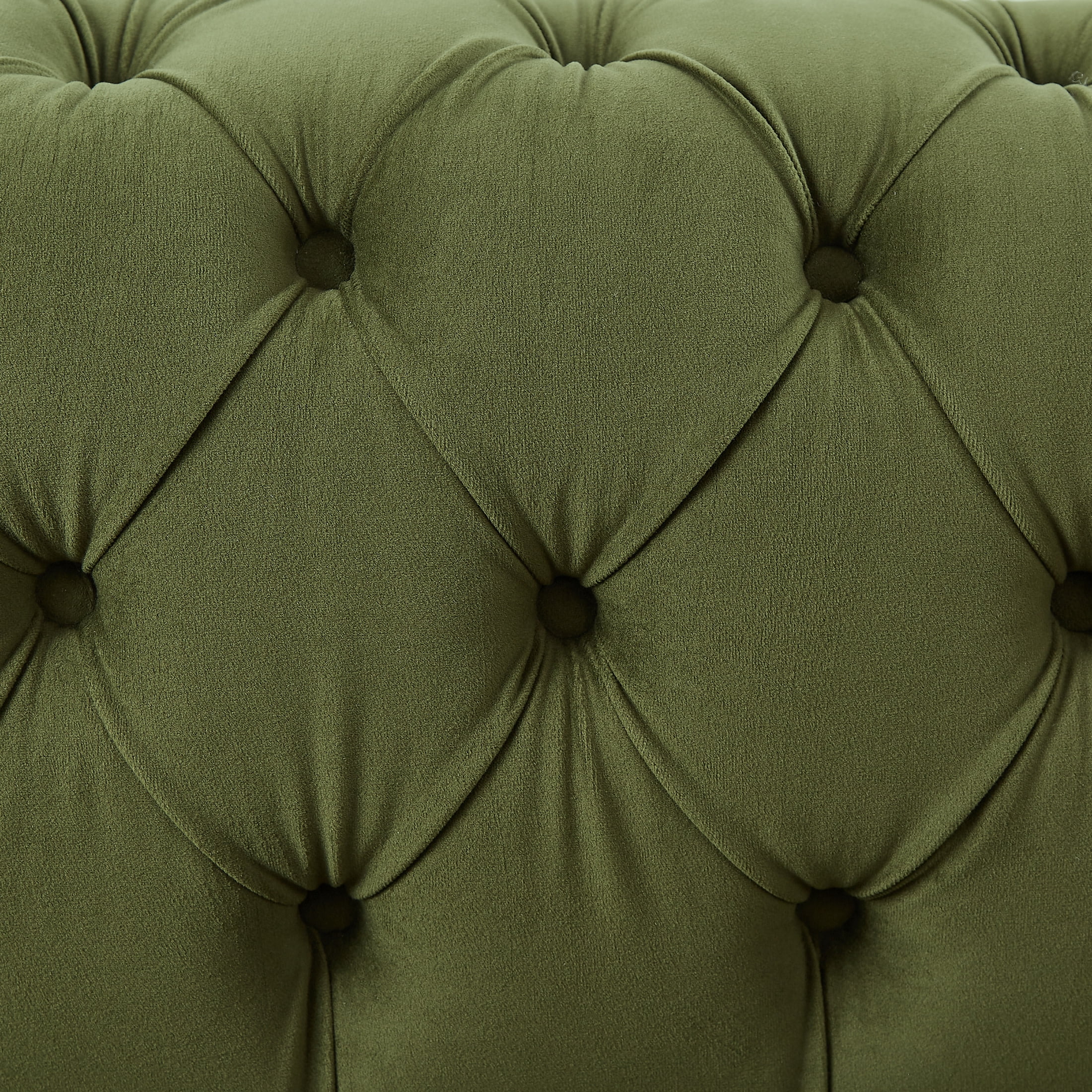Christopher Knight Home Chic Velvet 3-Seat Sofa, Button Tufted Couch, Metal Legs, Green