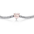 thumbnail image 2 of Gem Stone King 925 Sterling Silver Rose Rose Quartz and White Moissanite Tennis Bracelet for Women (4.69 Cttw, Gemstone Birthstone, Heart Shape 8MM, 7.25 inch), 2 of 6