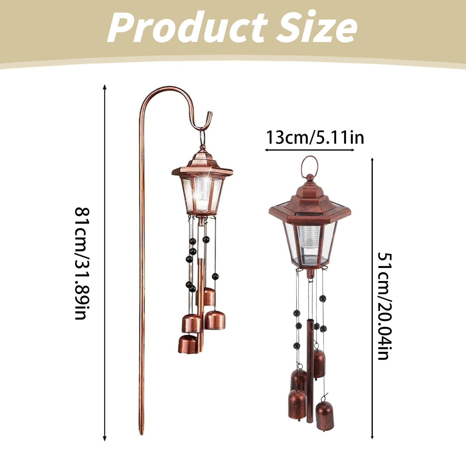 Iron Wind Bells Light, Wind Chimes for Outside, Solar Chandelier, Memorial Wind Chimes Deep Tone, Decorative Garden Patio Balcony Light for Outdoor Use