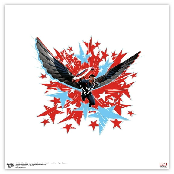Gallery Pops Marvel Captain America: Brave New World - Sam Wilson Flight Graphic Wall Art, Unframed Version, 12" x 12"