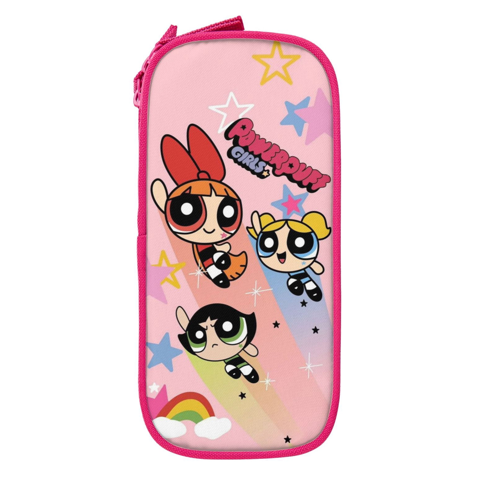 The Powerpuff Gi-rls Pencil Case Large Capacity Pencil Pouch Penbag Office Stationery Organizer Travel Makeup Bag Pink