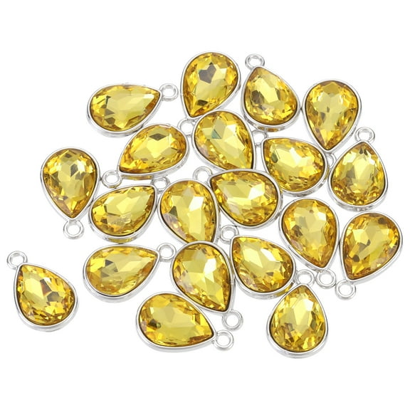 Uxcell 20PCS 12x20mm Alloy Glass Crystal Teardrop Charm Jewelry Making Charm for Necklaces, Bracelets Gold