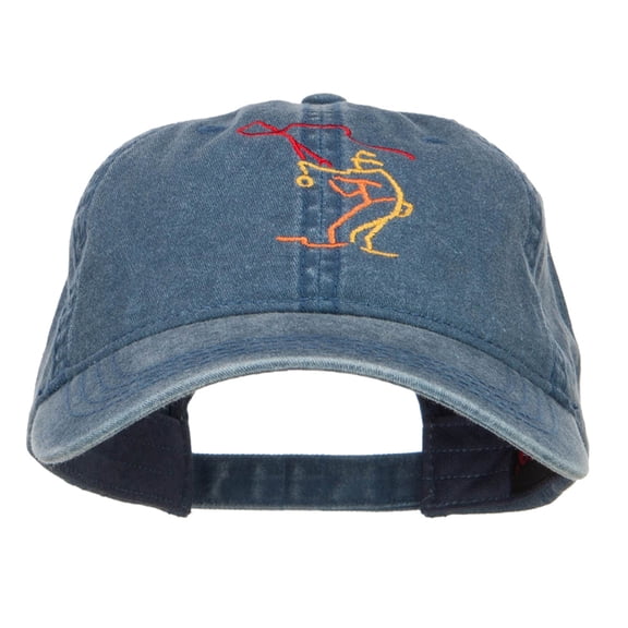 Fly Fishing Man Embroidered Washed Cap - Navy OSFM