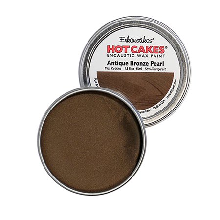 UPC: 0813043010833 | Enkaustikos Hot Cake Encaustic Wax Paint  1.5 oz. Tin  Antique Bronze Pearl