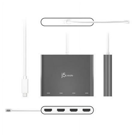 j5create - USB-C to 4-Port HDMI Multi-Monitor Adapter - Silver