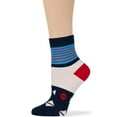 thumbnail image 6 of 7BIGSTARS KINGDOM Women's Cotton Diabetic Quarter Novelty Loose Fit Socks - 4 Pack Medium - Seamless - Stripe - Polka Dot - Sock Size 9-11 Shoe Size 5-9 M Dark Navy, Blue, Red, White, 6 of 11