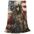 thumbnail image 2 of Fotbe Bald Eagle Soldier Manta de Franela Acolchonada con Estampado, Súper Suave y Esponjosa, Extra Grande para Sofá, Cama, Uso Todo el Año-60"x50", 2 of 7