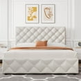 thumbnail image 6 of Garvee Queen Size Bed Frame with 4 Storage Drawers, Adjustable Headboard, Faux Leather Upholstered Platform, Diamond Tufted, No Box Spring, White, 6 of 9