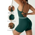 thumbnail image 2 of FUNUONY Jumpsuits for Women Backless Scrunch Strappy One Piece Workout Jumpsuit Tummy Control V Back Yoga Romper Summer Women Yoga Jumpsuit Workout Vest Jumpsuit Blackish Green M, 2 of 5