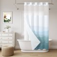 thumbnail image 3 of No Hook Shower Curtain with Snap in Liner,Modern Blue Gradient Waterproof Bath Curtain with See Through Top Window,Minimalist Ombre Style Shower Curtains for Bathroom Decor,36x72in, 3 of 9
