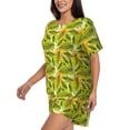 thumbnail image 2 of Fuzoiu Autumn Harvest Cartoon Corn Print Women's Short-Sleeved Pajama Set,Lounge Sleepwear Set,Womens Pajama Sets 2 Piece,Button-Up Top and Shorts with Pockets-Small, 2 of 7