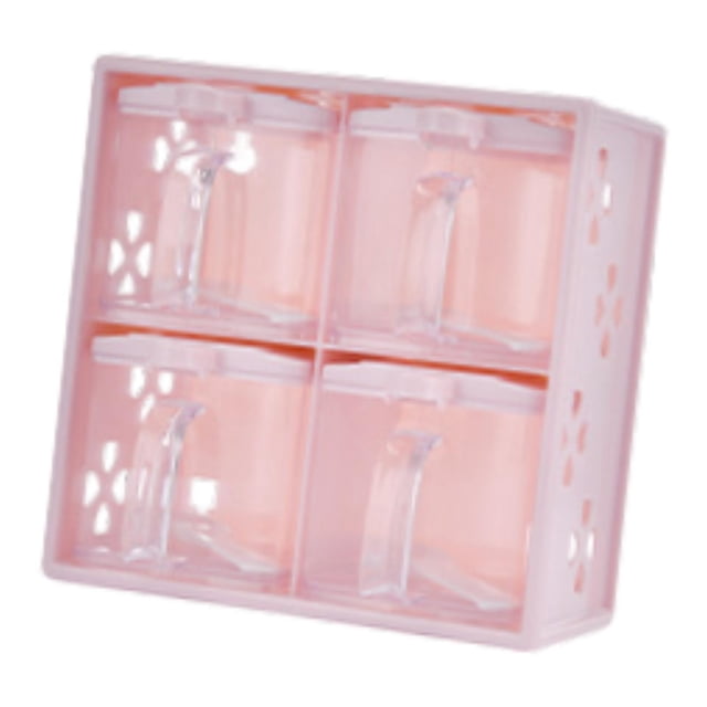 CONDIMENTO de CONDEMENTO de CONTENER de ALMACENAMIENTO de CONSEJO Jares multipropósito 4 cuadrículas Caja de condimento Caja de condimento para Pepper Rosa