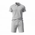 thumbnail image 4 of Frnrwgo Men's 2 Piece Sport Shirt Set Short Sleeve Collar Top and Shorts Solid Color Breathable Quick Dry Lightweight Summer Fashion Outfits, 4 of 5