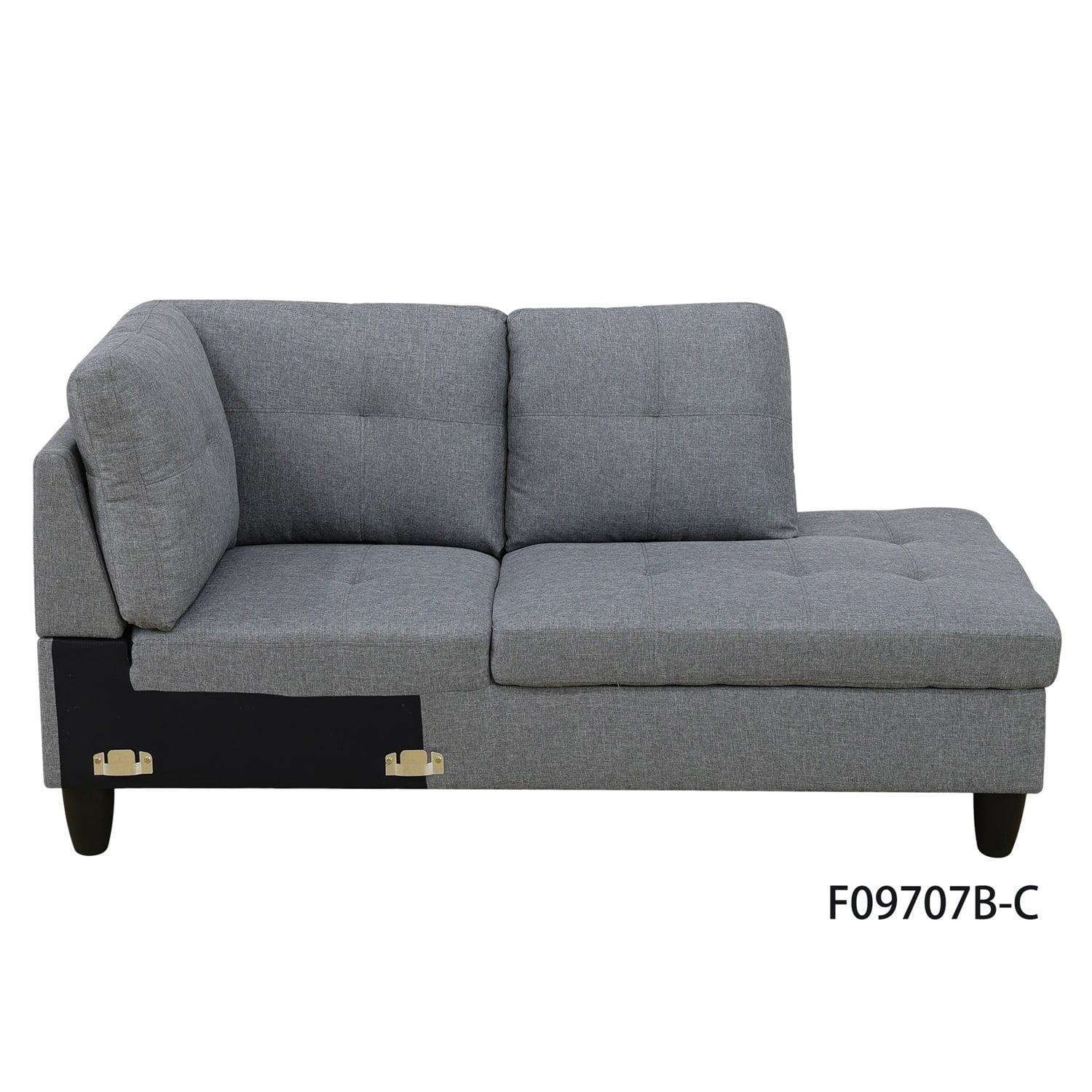 Hommoo Linen Living Room Furniture Sets, 4-Seat Couches and Sofa Set, L Shaped Couch Set Sectional Sofa Set for Home, Apartment, Dorm, Grey(No Ottoman)