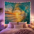 thumbnail image 2 of Curling Ocean Wave at Golden Hour Sunset, Dramatic Coastal for Beach Lovers, Photorealistic Surfing Wall Art, Housewarming Gift, Tapestry Wall Hanging for Bedroom and Living Room, 2 of 7