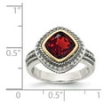 thumbnail image 4 of 14K Two-Tone Gold Ring Band Gemstone Yellow Garnet Cushion Red, 4 of 6