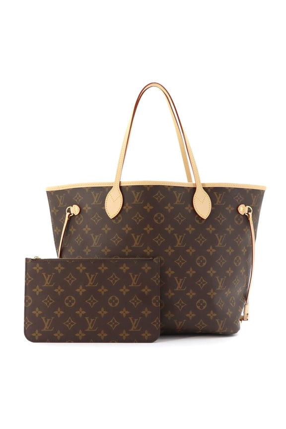 Pre-Owned Louis Vuitton Monogram Neverfull MM Tote Handbag Brown Rose Beige M46975 RFID