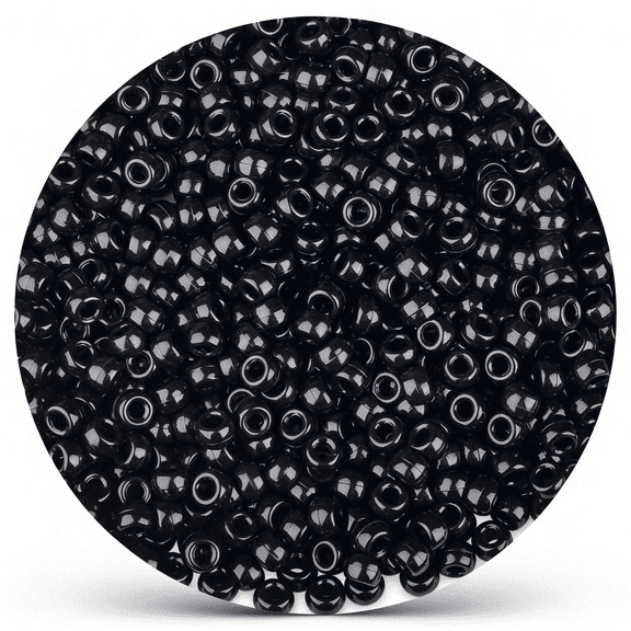 BZCOE 1000Pcs Black Pony Beads Bulk for Bracelets Making 6X9Mm Hair Beads for Braids Kandi Bead for Crafts Making Black Black Pony Beads