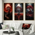 thumbnail image 1 of Designart « Montagne Magique Occultante Arbre Rouge sous la Pleine Lune II » Arbres de Paysage Ensemble d'Art Mural Encadré de 3 - Ensemble de Cadres d'Arbres Rouges pour Mur de Galerie pour Déco Maison, 1 of 6