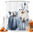 thumbnail image 2 of Navy Blue Pumpkin Fall Shower Curtains for Bathroom, Thanksgiving Leaves Pastoral Waterproof Fabric Shower Curtain, Decorative Bathroom Curtain for Bathtub, 72"x72", No Hooks Included, 2 of 9