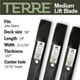 thumbnail image 2 of Terre ProDUCTS, 3 pACK mEDIUM lIFT lAWN mOWER bLADES, 54 iNCH dECK, cOMPATIBLE WITH jOHN dEERE lx280, x380, x384, x390, x394, gx255, gx325, gx335, z425, z435, z445 AND mORE, rEPLACES m143520, uc22010, 2 of 9