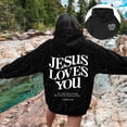thumbnail image 2 of Fshinging Sparkle Stars Galaxy Women Hoodie Oversize Letter Print Christian Hooded Sweatshirts Black XL, 2 of 8