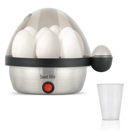 HAITRAL Electricity Egg Boiler, Rapid Egg Cooker, 7 Egg Capacity, Hard Boiled Egg, Poached Egg, Scrambled Eggs, Stainless Steel Base, Transparent Lid