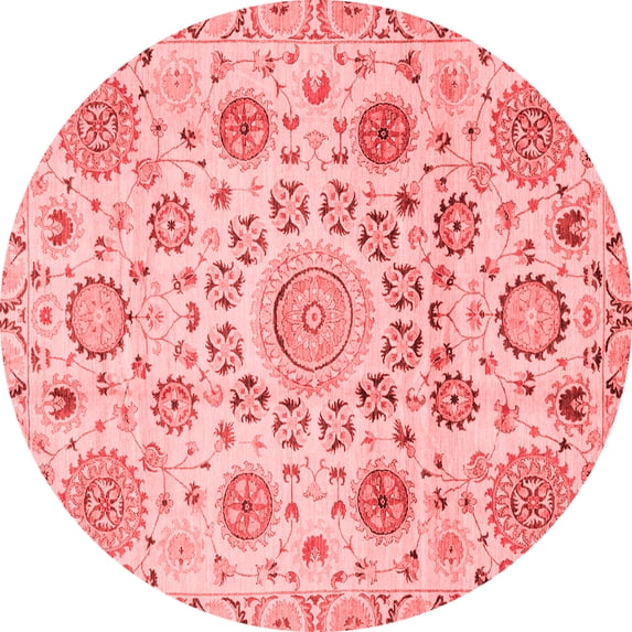 Ahgly Company Indoor Round Abstract Red Modern Area Rugs, 5' Round