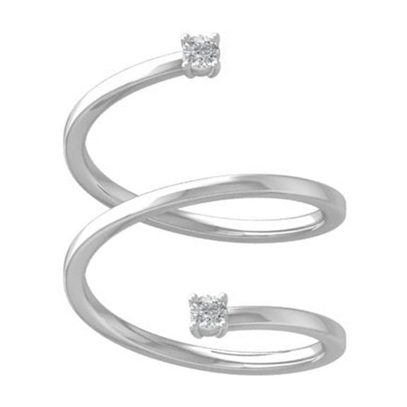 ARAIYA FINE JEWELRY 10K White Gold Diamond Bypass Open Band Ring (1/6 cttw, I-J Color, I2-I3 Clarity) Size 5