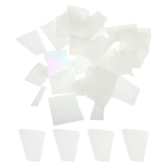 Uxcell 200g Glass Mosaic Tiles for Craft, Stained Glass Mosaic Tiles Bulk for Craft DIY Art Project White Series