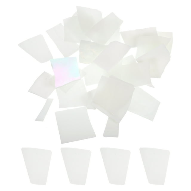 Uxcell 200g Azulejos de mosaico de vidrio para manualidades, azulejos de mosaico de vidrio teñido a granel para proyectos de arte DIY serie blanca
